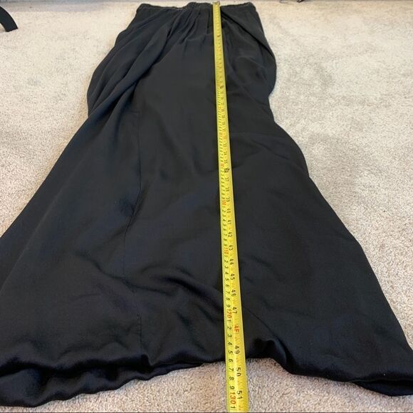 BEBE Black Silk Beaded Trim Formal Ruched Back Strapless Long maxi Dress size S - Picture 16 of 17